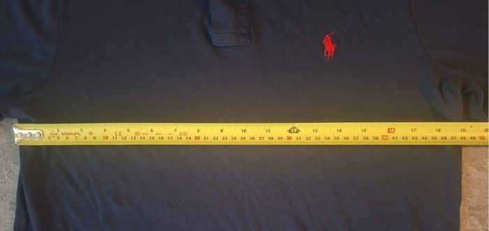 Polo Ralph Lauren Men's M Custom Slim Long Sleeve Polo Shirt Navy Blue Red Pony