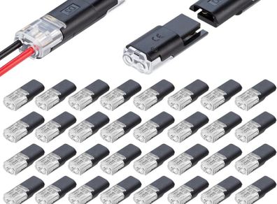 40 Pcs Waterproof Automotive Wire Connectors 2-Pin, 2-Pin Plug Cable Connectors, Quick 12V Automotive Wire Crimp Connectors for 18-22 AWG Wires, Plug-in Cable Terminals for Cars and Trucks.