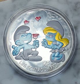France 50 Euro Silver (.900) Uncirculated Coin 2020 - In Love Smurf - The Smurfs