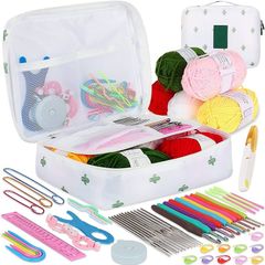 NEW SALE | Crochet Starter Kit for Beginners Adults, Includes Ergonomic Metal Crochet Hooks 0.6mm to 6mm, Accessories and Cactus Case, Knitting Set with Wool and Needles