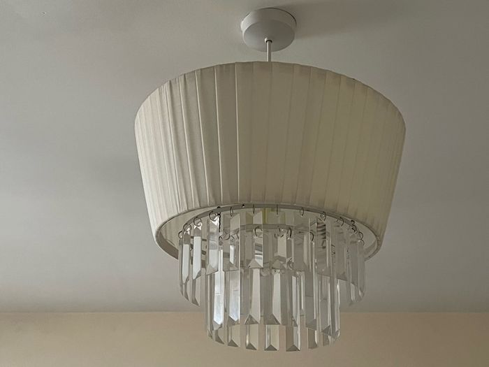 Crystal drop fabric lampshade