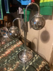 Kliving 2 Way Smokey Grey Glass Shade Chrome Table Lamp