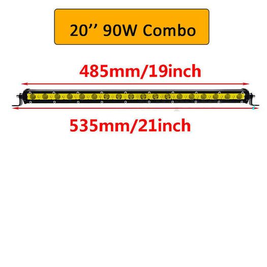 Amber or White Slim LED Light Bar Single Row 20" inch 90W For SUV 4X4 Off Road LED Work Light Lamp Truck Tractor Trailer Van