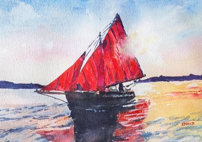 Galway hooker watercolour