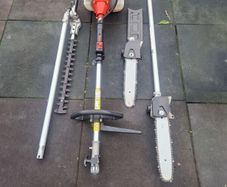 T-Mech power head with hedge trimmer and chainsaw