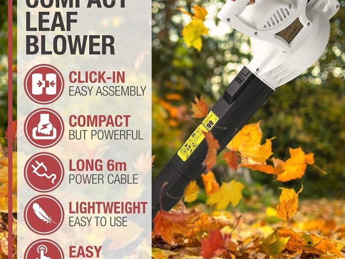 Leaf Blower - 3000W - Lightweight 1.8kg - Detachable Tubes to Save Space - Easy Click-In Assembly and Quick Start Button - Compact Design - 6M Power Cable (FREE POSTAGE)