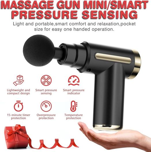 FREE EXPRESS SHIPPING Mini Massage Gun Deep Tissue,6 Speeds Cordless Handheld Muscle Massager with 4 Heads 1800mAh Battery & Type-C Charging, Super Quiet Chargeable Device Pain Relief,