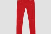 Zara destroyed ripped raw hem red skinny jeans size 6 BNWT