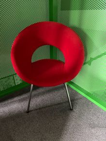 red designer chair.