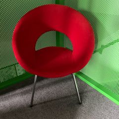 red designer chair.