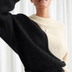 Other Stories Alpaca Blend Cropped Colour Block Sweater