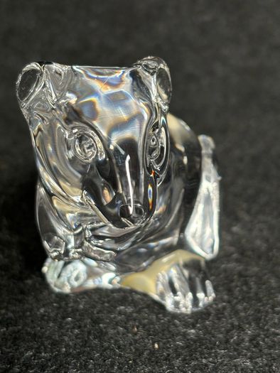 Vintage Lead Crystal Mouse Figurine / Desk Accessory