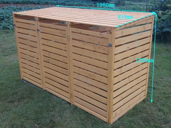 Wheelie Bin Storage  3 Bays - Natural