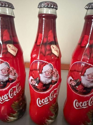 5 Vintage Christmas Coca Cola bottles