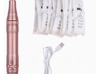 Professional Permanent Makeup Pen Wired Tattoo Machine Kit With 50pcs Needles Microblading Supply for Eyebrow Lip Eyeliner (Rose Gold)