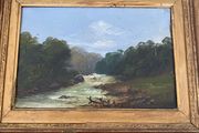 Small 19th Century Oil on Canvas in Gilt Frame