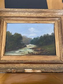 Small 19th Century Oil on Canvas in Gilt Frame