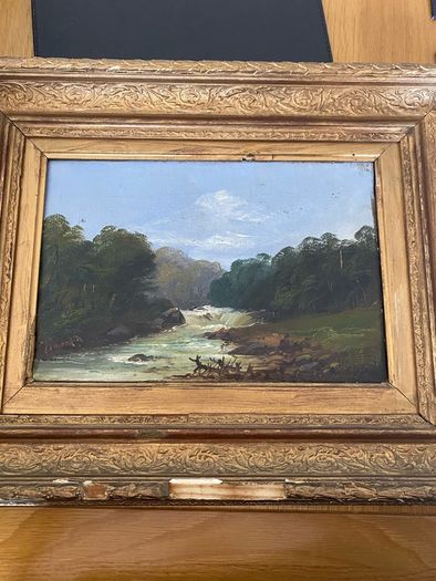 Small 19th Century Oil on Canvas in Gilt Frame