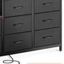Chest of Drawers Bedroom, Contains 2 USB & 2 AC Ports Sockets, Storage Dresser with 8 Fabric Drawers Suitable for Bedrooms, Living Rooms, Retro Color Image 3