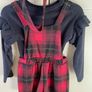 3 piece plaid print playsuit, top & headband 5-6 Image 2