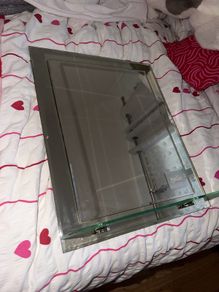 bathroom mirror with glass shelf