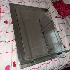 bathroom mirror with glass shelf