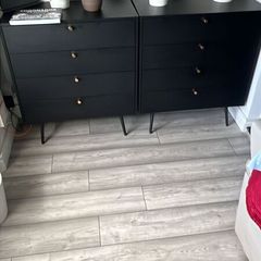 2x Barcelona 4 Drawer Chest - Black Wood Effect with Gold Handles