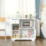 Microwave Cabinet, Kitchen Buffet, Storage Cabinet for Kitchen, Dining Room 90 x 40 x 82 cm Tempered Glass and Wood, White Image 2
