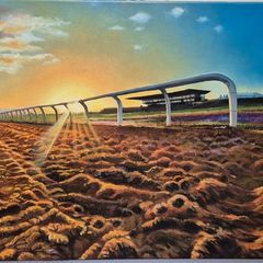 Curragh RaceCours Track at Sunset | oil painting | framed
