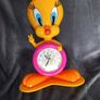 Rare Pink Tweety Alarm Clock, Tweety Table Clock, Tweety Clock, Table Clock, Clock, Tweety, Alarm Clock 1980's warmer bros looney tunes vintage Image 2