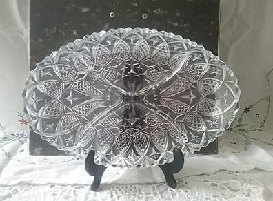 Ovel Divided Glass Snack Tray