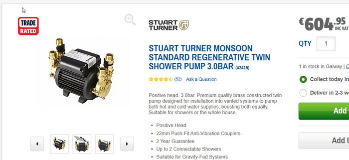 Stuart Turner Monsoon Twin 3 Bar water pump