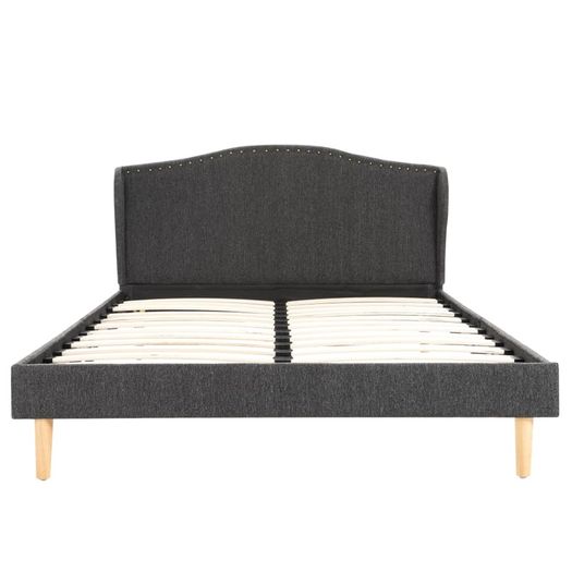 Bed Frame Dark Grey Fabric 135x190 cm