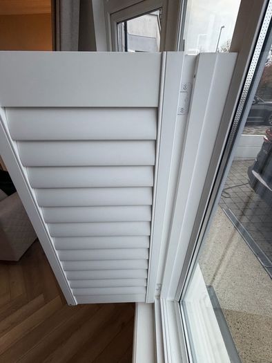 White Shutter Blinds for Bay Window