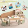 Kids Table with 2 Chairs, 3 Piece Wooden Furniture Set with Reversible  Removable Tabletop, Drawing Table with Storage, Elephant Shaped Childrens Seating Set for Ages 3 to 6 Image 4