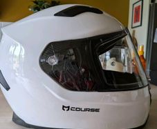 Ladies motorcycle helmet and trousers