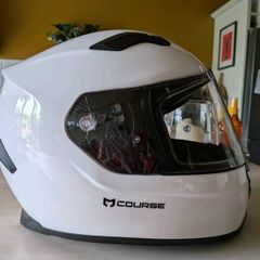 Ladies motorcycle helmet and trousers