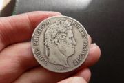 France 1837 W,5 francs.King Louis Philippe.90% silver.
