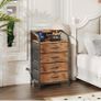 Bedside Table Cabinet with Drawers and Charging Station, Small Nightstand for Bedroom, Storage Chest of Drawers for Living Room, Hallway, Entryway, Rustic Brown Image 2