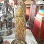 Antique Sculpture a gilt-bronze cast-metal Spanish Conquistador. On his torso is a Cross Pattee, a historical motif commonly associated with Christian military orders and medieval heraldry Image 5