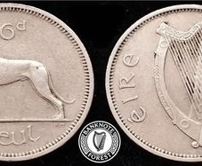 [#315] - Ireland 1967 | 6 Pence | Wolfhound | KM.13a