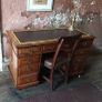 Victorian antique walnut pedestal desk Image 4