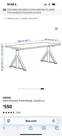 Sitting standing motorised Desk