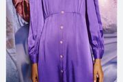 Zara purple Dress rhinestone buttons, size S