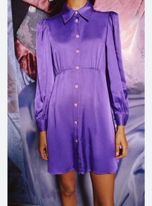 Zara purple Dress rhinestone buttons, size S