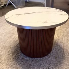 Round Coffee Table Set - walnut
