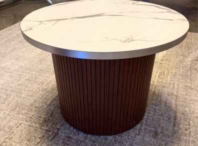 Round Coffee Table Set - walnut