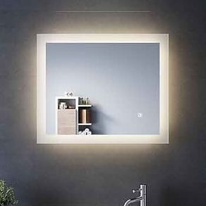 600x500mm Bathroom Mirror with Lights, Horizontal Vertical/Sensor Switch, Anti-Fog, 3 Colors Dimmable, Memory Function, LED Illuminated Bath Vanity Wall-Mounted Mirrors