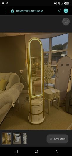Rotating LED Dressimg  Mirror with Drawers