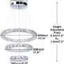 Modern LED Crystal Chandeliers 3 Rings Ceiling Lights Adjustable Stainless Steel Pendant Light Fixture for Dining Room Living Room Bedroom(Warm White) Image 3